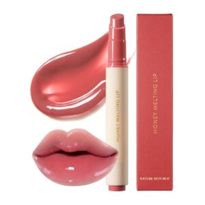 Nature Republic Honey Melting Lip (07 Lychee) – Soft Lipstick, Korean Lip Gloss, Glow Lip, Glossy Lip Balm, Lip Crayon, Jelly Gloss, Lip Pen, Tint Gloss, Sheer Lip, Korean Makeup
