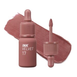 Peripera Ink the Velvet Lip Tint – High-Pigment, Longwear, Weightless, Cruelty-Free, Gluten-Free, Paraben-Free, Shade: 017 Rosy Nude
